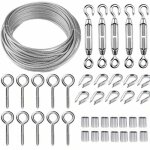 Kit de câble métallique en acier inoxydable de 50 m / 2 mm avec tendeur de fil robuste m5, kit de rouleau ... Kit de câble métallique en acier inoxydable de 50 m / 2 mm avec tendeur de fil robuste m5, kit de rouleau ...