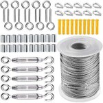 Kit de cble mtallique, cable acier jardin tendeur, corde en acier inoxydable  suspendre kit, 50m cble ...