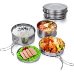 Kit de casseroles camping batterie cuisine de camping en acier inoxydable set ustensiles de cuisine et ...