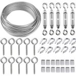 Kit de cble mtallique en acier inoxydable de 30. 5 m avec tendeur de fil robuste m5, kit de rouleau de ...