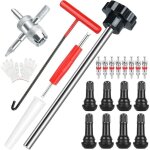 Ce kit de changement rapide de valve de pneu de 22 pi�ces est l'outil id�al pour changer les valves de ...