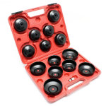 Kit coiffes filtre � huile 14 pcs. cl�s de filtre � huile adaptateur inclus dans une boite � outil