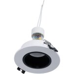 Kit collerette spot encastrable 90mm (blanc / noir) + ampoule - blanc chaud