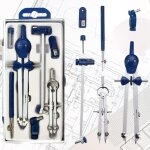 Kit de compas metal boussole dessin, convertisseur compas de menuisier, mine compas de dessin d�tachable ...