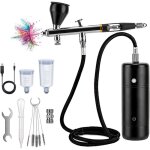Kit de compresseur d'a�rographe portable sans fil avec pulv�risateur de peinture, ensemble d'a�rographe ...