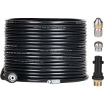Kit de d�bouchage de tuyau de 15 m pour nettoyeurs haute pression k�rcher avec buse et buse pivotante, ...
