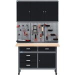 Kit �conomique k�pper werkstatt 70424 - 9, largeur 120 cm, �tabli, armoire suspendue, panneau perfor� ...