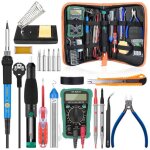 Kit de fer � souder, kit de soudure 60 w, temp�rature r�glable 200 450 �c, multim�tre, 5 pannes � souder, ...