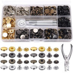Kit de fermoirs � pression, jeu de 120 boutons - pression en m�tal avec pinces � poinonner et kit d'outils ...