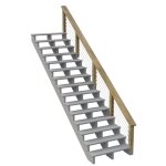 Kit garde - corps bois 15 marches jersey - longueur = 4, 6m - escalier ext�rieur - rampes recoupables ...