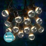 Guirlande guinguette 100m transparent ip65 - guirlande electrique exterieur 100 bulbes transparents