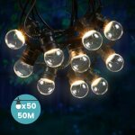 Guirlande guinguette 50m transparent ip65 - guirlande electrique exterieur 50 bulbes transparents