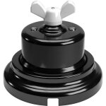 Kit interrupteur / va et vient avec �crou papillon et base en porcelaine noire blanc