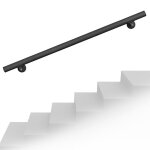 Wiltec - kit main courante escalier 190cm noire acier rev�tement par poudre rambarde support mural poign�e ...