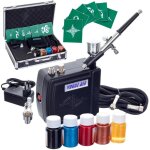 Kit de mod�lisation mini a�rographe compresseur peintures pochoirs �tui