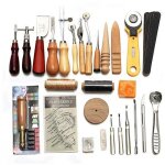 Kit d'outils de maroquinerie 37 pi�ces pour couture � la main, poin�on, sculpture, rainureuse de selle ...