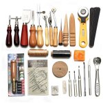 Kit d'outils de maroquinerie 37 pices pour couture  la main, poinon, sculpture, rainureuse de selle ...