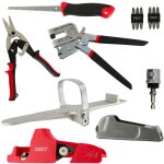 Oxeo - kit outil plaquiste - 7 pices - scie - porte - embouts - cisaille - pince  sertir - lve - cloison ...