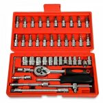 Kit d'outils de r�paration automobile, 46 douilles 1 / 4 , cl� dynamom�trique � cliquet, kit d'outils ...