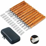 Kit d'outils de sculpture sur bois 12 pices - ciseaux  dcouper professionnels manche de couteau sculpture ...