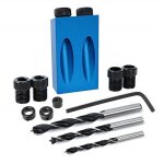 Kit de per�age d?angle 15 degr�s pour le bois avec guide gabarit m�ches et trous 6 / 8 / 10 mm