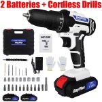 Kit de perceuses sans fil 21v power drill driver 3 / 8' avec chargeur rapide de avec 2x batterie