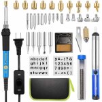 Kit de pyrogravure bois, 54 pcs kit de gravure avec temprature rglable  60w pour la pyrogravure, le ...