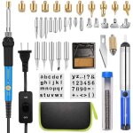 Kit de pyrogravure bois, trousse � outils de gravure, 54 pcs kit pyrogravure bois 60w temp�rature r�glable ...
