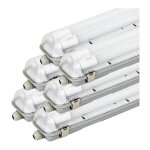 Kit de réglette led ip65 + 2 tube néon led 150cm t8 22w - pack de 6 / blanc chaud - silumen Kit de réglette led ip65 + 2 tube néon led 150cm t8 22w - pack de 6 / blanc chaud - silumen