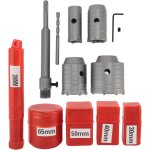 Kit de scie cloche pour b�ton, forets de 30 mm, 40 mm, 50 mm et 65 mm, tige sds plus, pour briques, ciment, ...