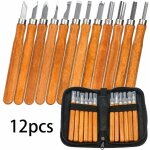 Kit sculpture bois outils, 12 pcs kit sculpture bois avec pierre � aiguiser et sac de rangement, d�capage ...