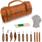 Kit de sculpture sur bois - 8 couteaux de sculpture, 3 couteaux pr�cis, gants anti - coupures, p�te � ...