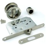 Kit de serrure avec rosace ronde, serrure de condamnation pour porte coulissante, �58 mm, acier, nickel ...