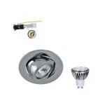 Kit spot led gu10 5w cob équivalent 50w dimmable rond intérieur carré orientable alu perçage 68mm sup ... Kit spot led gu10 5w cob équivalent 50w dimmable rond intérieur carré orientable alu perçage 68mm sup ...