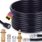 Kit de tuyau de nettoyage de canalisations 10 m, 200 bar avec adaptateur m22, buses rigides + rotatives ...
