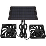 Kit de ventilateur solaire, 10w ventilateur solaire pour serre, double ventilateur solaire portable pour ...