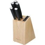 Kitchenaid - set classique de 5 couteaux en acier japonais avec aiguisoir et bloc en bois de bouleau