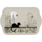 Mini plateau en m�lamine chat et oiseaux 20 cm