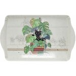 Plateau rectangulaire chaton et monstera 38 cm