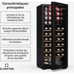 Klarstein bovella 55 duo + cave  vin - 55 bouteilles, 2 zones, 5 - 18c, commande tactile, clairage ...