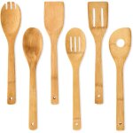 Klarstein - cuillres de cuisine et spatule bambuswald - set de 6 - en bambou