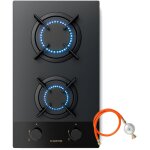 Klarstein goldflame nano plaque de cuisson gaz, 2 br�leurs laiton, verre tremp� 30cm, 4200w, allumage ...