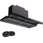 Klarstein hotte aspirante 90 cm, hotte aspirante silencieuse, hotte de cuisine 90cm avec lampes led, ...