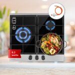 Klarstein - plaque de cuisson gaz 3 feux, table de cuisson  gaz  3 brleurs, plaque gaz de 6. 2 kw, ...