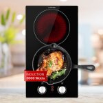 Klarstein - plaque vitrocramique 2 feux encastrable de 3000w, plaque de cuisson vitrocramique, plaque ...