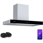 Klarstein - smartedge hotte aspirante - 90 cm, wi - fi, 550 m� / h, cee a + , led, silencieuse 34 db, ...