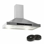 Klarstein - zelda hotte murale 90cm + 2 filtres recyclage d'air 620 m� / h gris