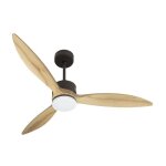 Klassfan - modulo slim - super destratificateur et ventilateur dc 132 cm chocolat pales bois clair avec ...