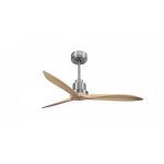 Klassfan - tenerife - super destratificateur et ventilateur dc 132 cm chrome pales bois clair sans lumi�re ...