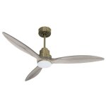 Klassfan - tenerife - super destratificateur et ventilateur dc 132 cm laiton pales bois gris avec lumi�re ...